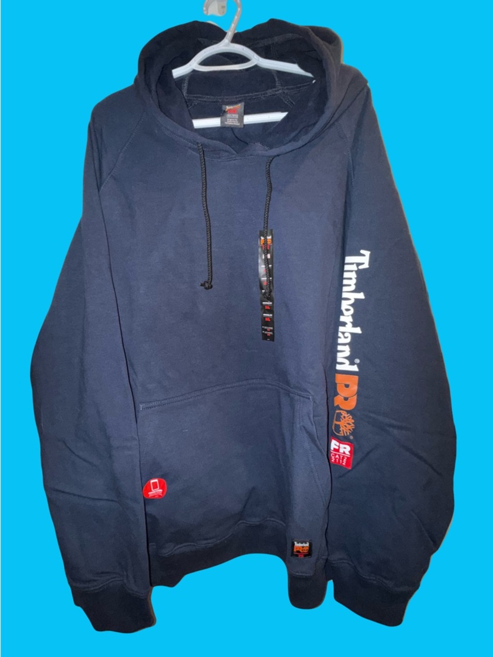 Timberland PRO Navy Blue Hooded Work Sweatshirt with Sleeve Logo